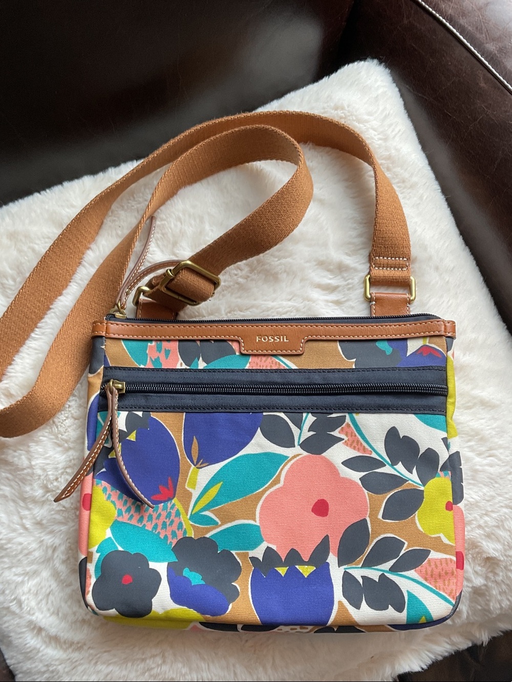 FossilEliza  Colorful Floral Canvas Crossbody